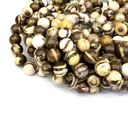 CJP145 Australian Zebra Jasper Beads Smooth Round 10mm 15" Strand