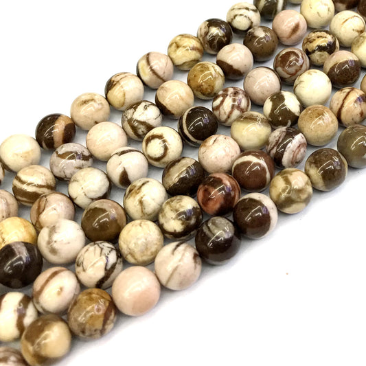 CJP146 Australian Zebra Jasper Beads Smooth Round 12mm 15" Strand