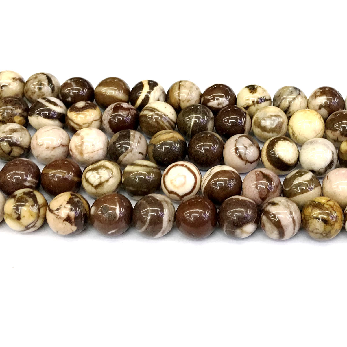 CJP146 Australian Zebra Jasper Beads Smooth Round 12mm 15" Strand