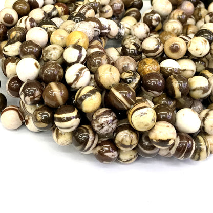 CJP146 Australian Zebra Jasper Beads Smooth Round 12mm 15" Strand