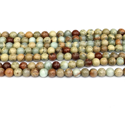 CJP151 Serpentine Jasper Beads Smooth Round 6mm 15" Strand