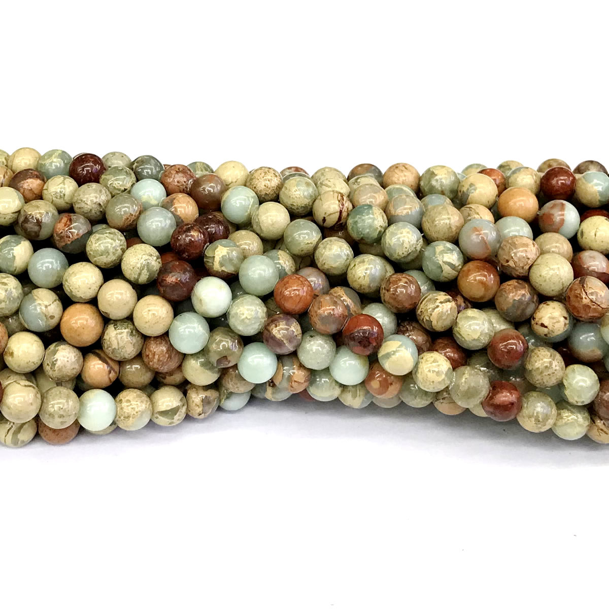 CJP151 Serpentine Jasper Beads Smooth Round 6mm 15" Strand