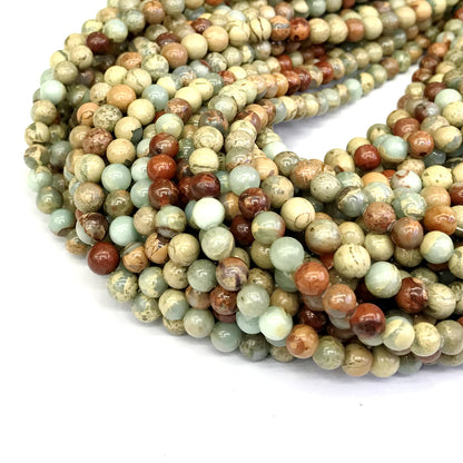 CJP151 Serpentine Jasper Beads Smooth Round 6mm 15" Strand