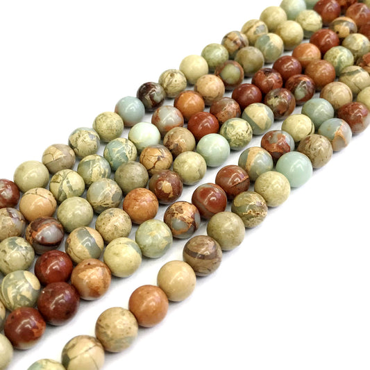 CJP152 Serpentine Jasper Beads Smooth Round 8mm 15" Strand