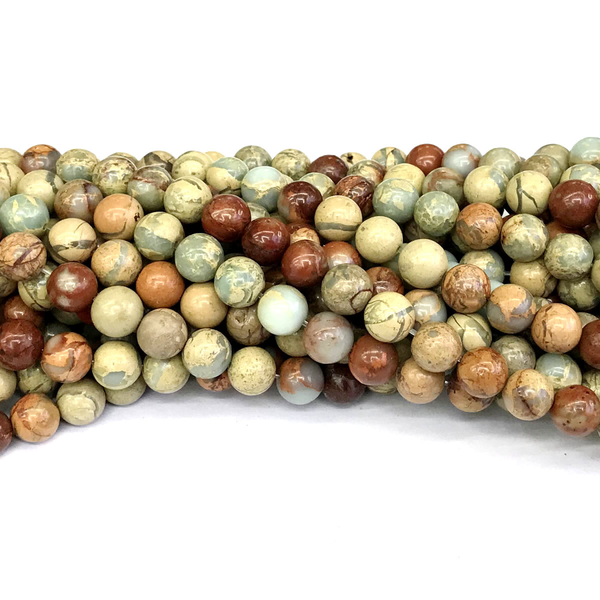 CJP152 Serpentine Jasper Beads Smooth Round 8mm 15" Strand