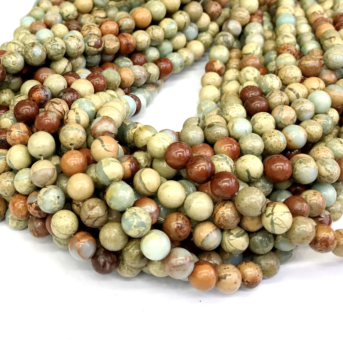 CJP152 Serpentine Jasper Beads Smooth Round 8mm 15" Strand