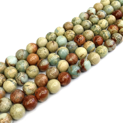 CJP153 Serpentine Jasper Beads Smooth Round 10mm 15" Strand