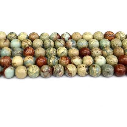 CJP153 Serpentine Jasper Beads Smooth Round 10mm 15" Strand