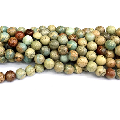 CJP153 Serpentine Jasper Beads Smooth Round 10mm 15" Strand