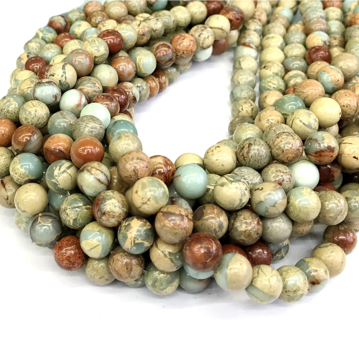 CJP153 Serpentine Jasper Beads Smooth Round 10mm 15" Strand