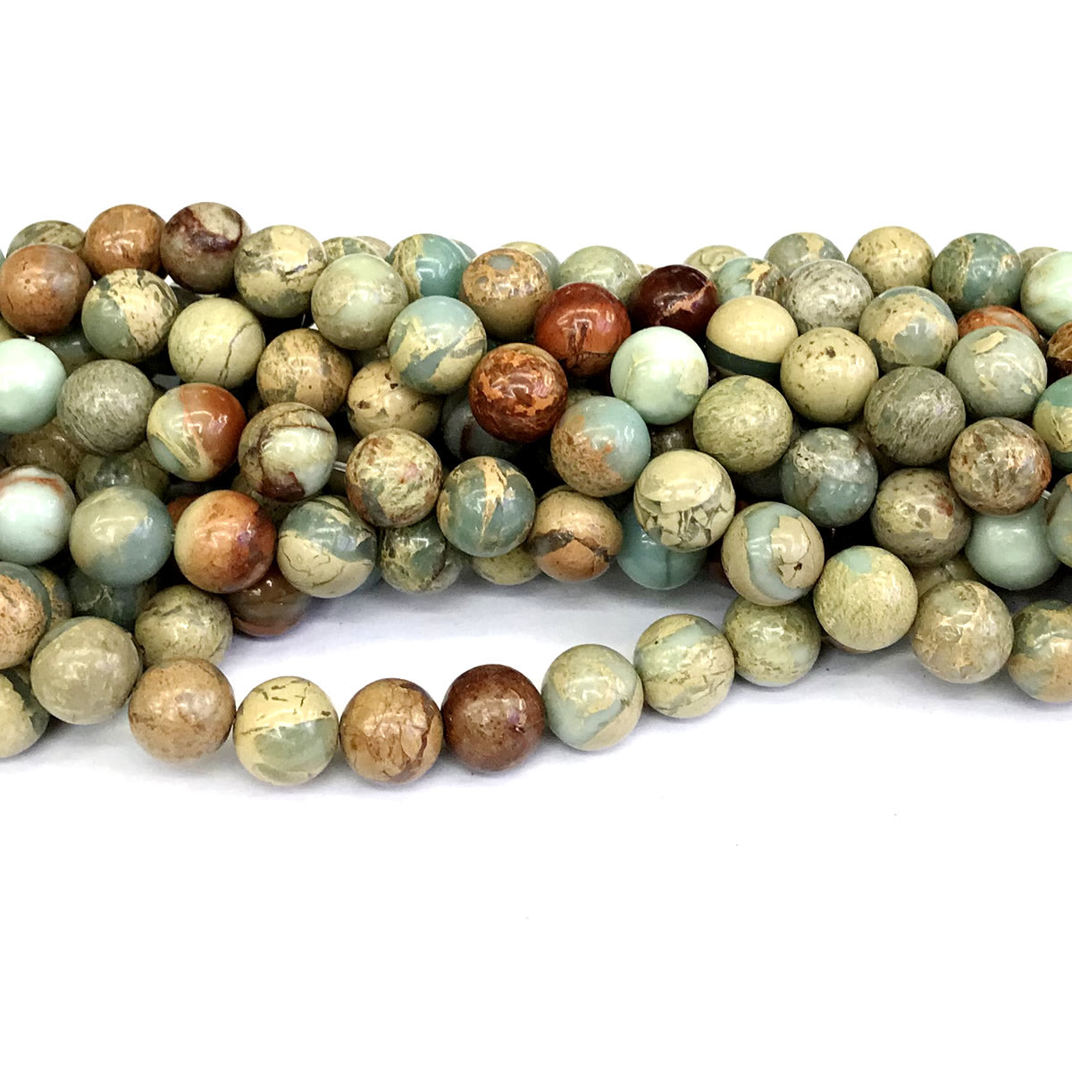 CJP154 Serpentine Jasper Beads Smooth Round 12mm 15" Strand