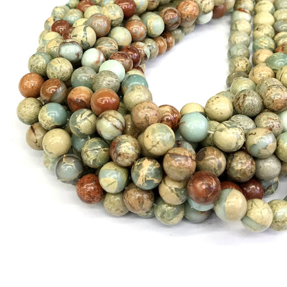 CJP154 Serpentine Jasper Beads Smooth Round 12mm 15" Strand