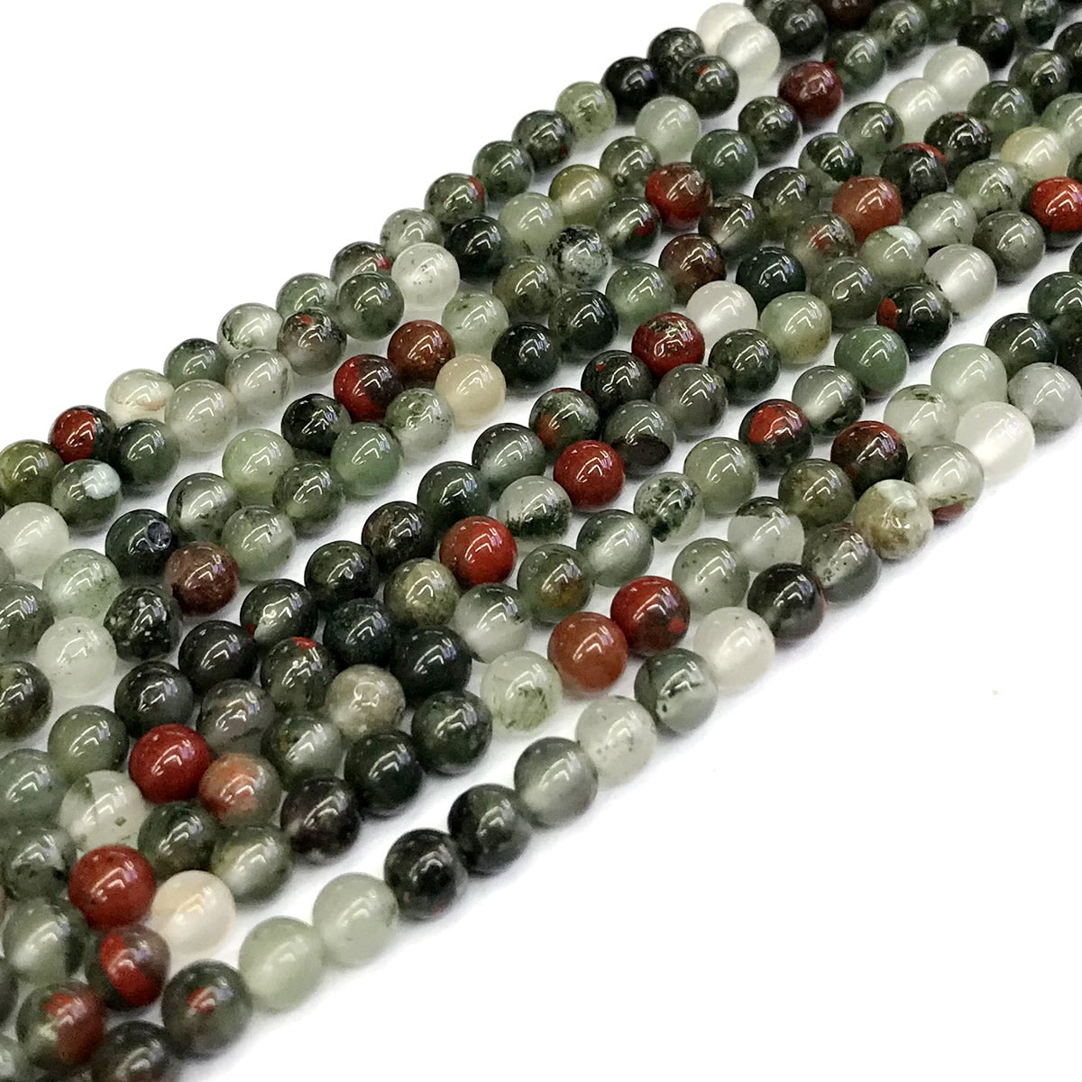 CJP159 Blood Jasper Beads Smooth Round 4mm 15" Strand