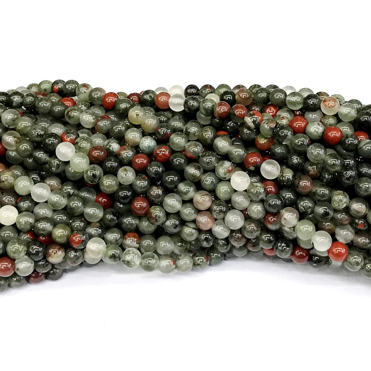 CJP159 Blood Jasper Beads Smooth Round 4mm 15" Strand