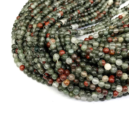 CJP159 Blood Jasper Beads Smooth Round 4mm 15" Strand