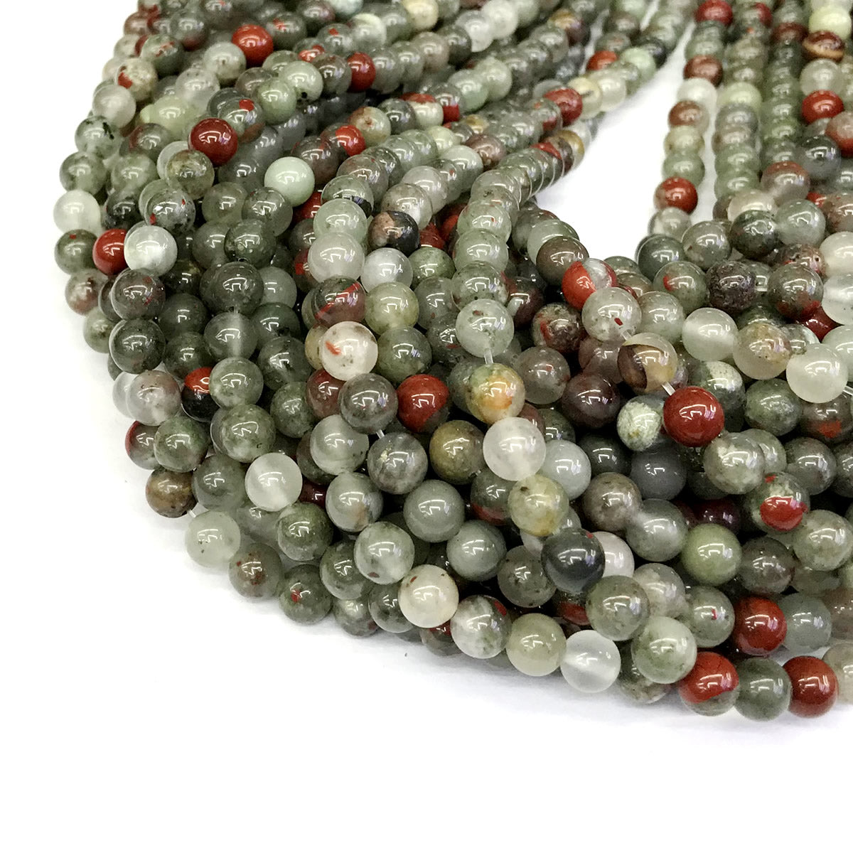 CJP160 Blood Jasper Beads Smooth Round 6mm 15" Strand