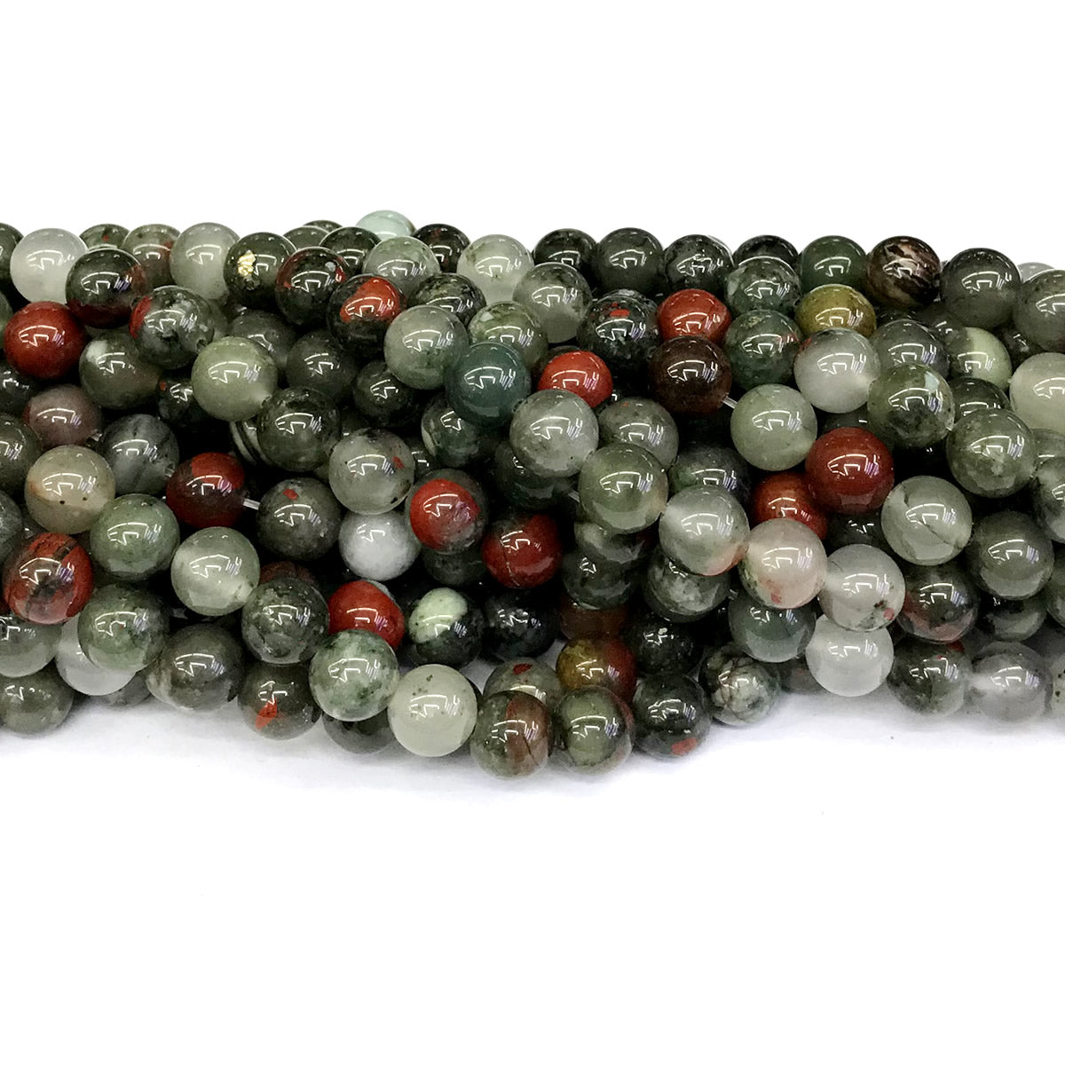 CJP161 Blood Jasper Beads Smooth Round 8mm 15" Strand