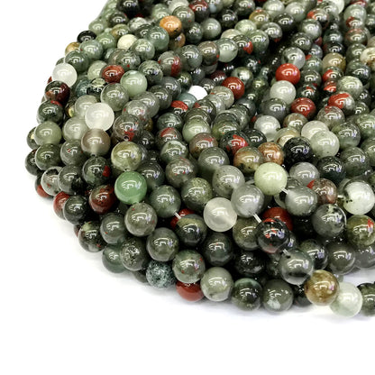 CJP161 Blood Jasper Beads Smooth Round 8mm 15" Strand