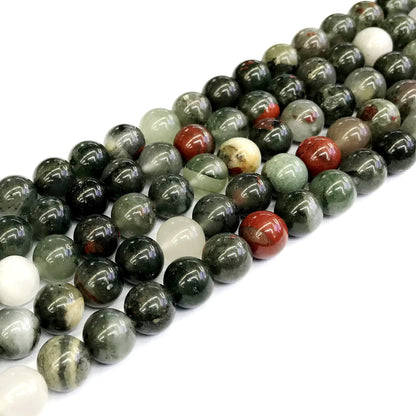 CJP162 Blood Jasper Beads Smooth Round 10mm 15" Strand