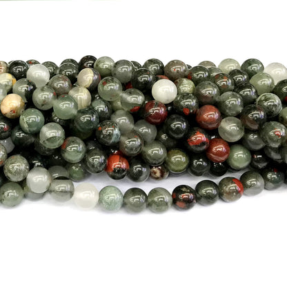 CJP162 Blood Jasper Beads Smooth Round 10mm 15" Strand