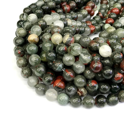 CJP162 Blood Jasper Beads Smooth Round 10mm 15" Strand