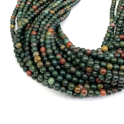 CJP167 Indian Blood Jasper Beads Smooth Round 4mm 15" Strand