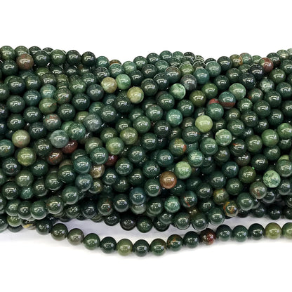 CJP168 Indian Blood Jasper Beads Smooth Round 6mm 15" Strand