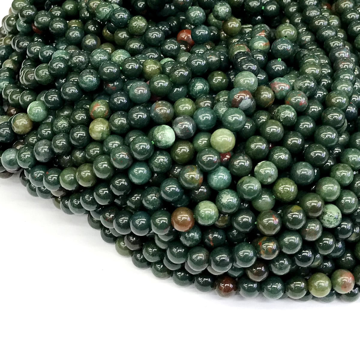 CJP168 Indian Blood Jasper Beads Smooth Round 6mm 15" Strand