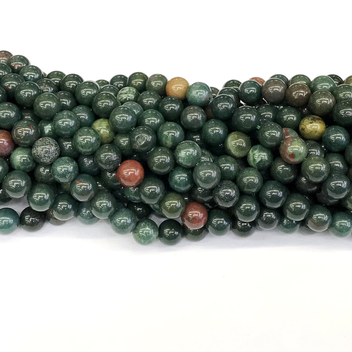 CJP169 Indian Blood Jasper Beads Smooth Round 8mm 15" Strand