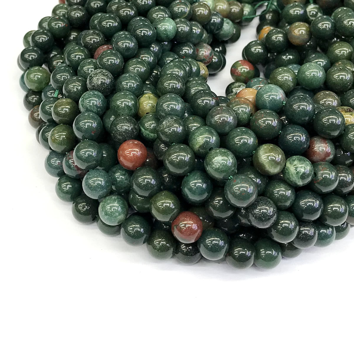 CJP169 Indian Blood Jasper Beads Smooth Round 8mm 15" Strand