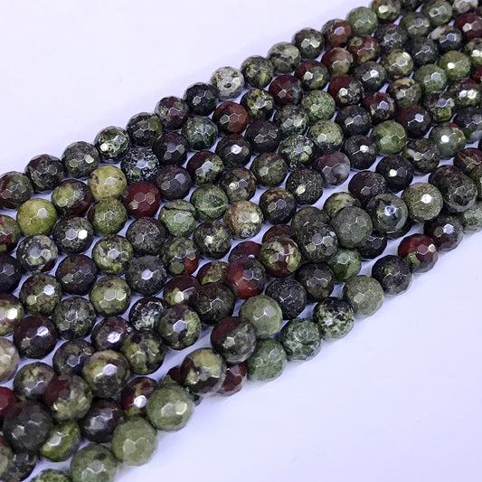 CJP17 Dragon Blood Jasper Beads Faceted Round 6mm 15" Strand