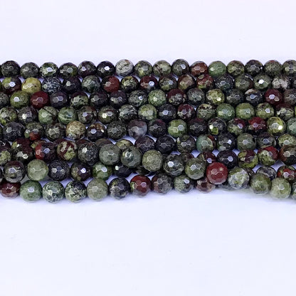 CJP17 Dragon Blood Jasper Beads Faceted Round 6mm 15" Strand