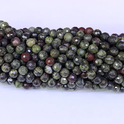 CJP17 Dragon Blood Jasper Beads Faceted Round 6mm 15" Strand