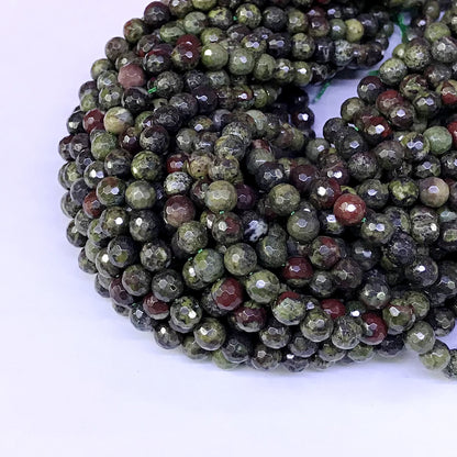 CJP17 Dragon Blood Jasper Beads Faceted Round 6mm 15" Strand