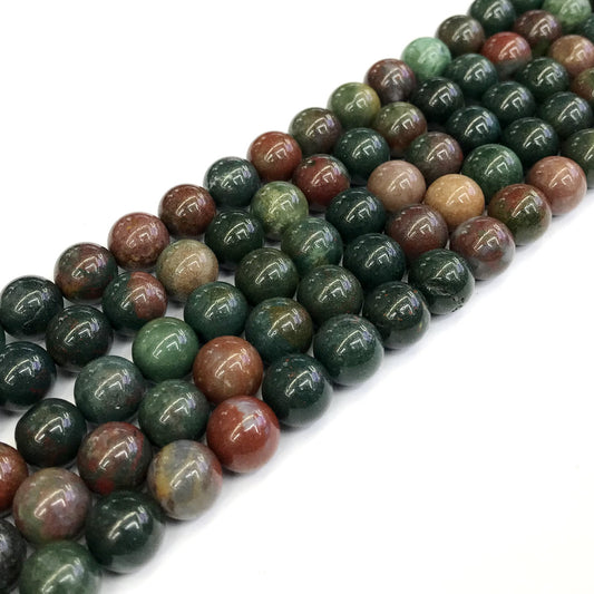 CJP170 Indian Blood Jasper Beads Smooth Round 10mm 15" Strand