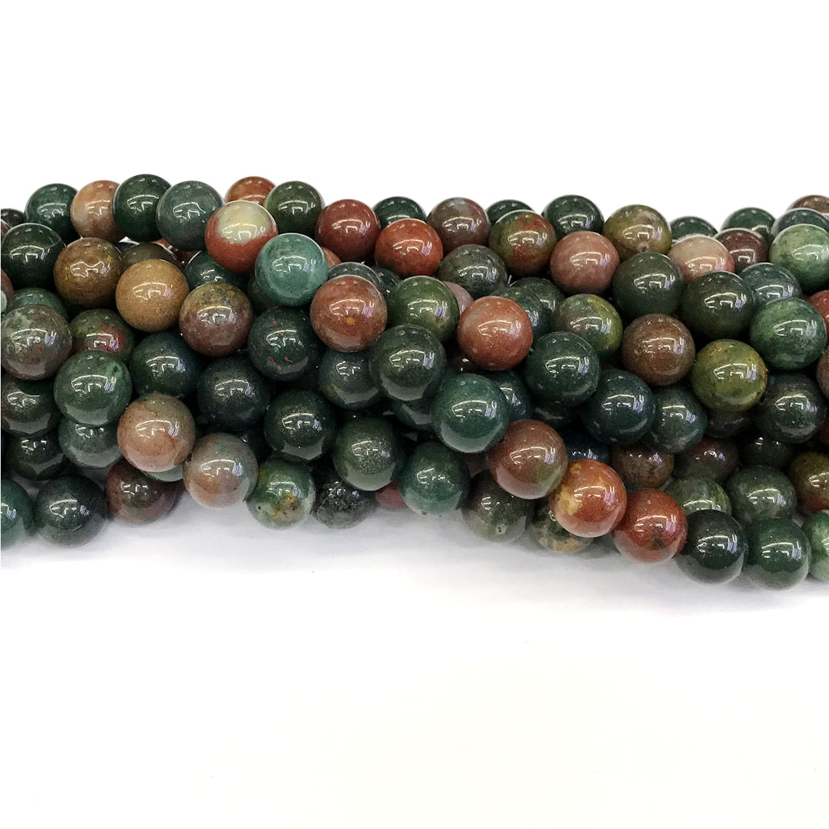 CJP170 Indian Blood Jasper Beads Smooth Round 10mm 15" Strand