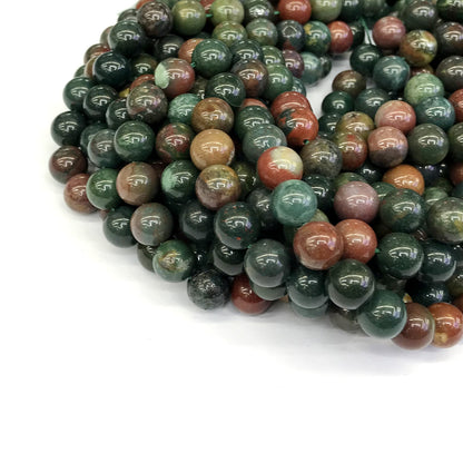 CJP170 Indian Blood Jasper Beads Smooth Round 10mm 15" Strand