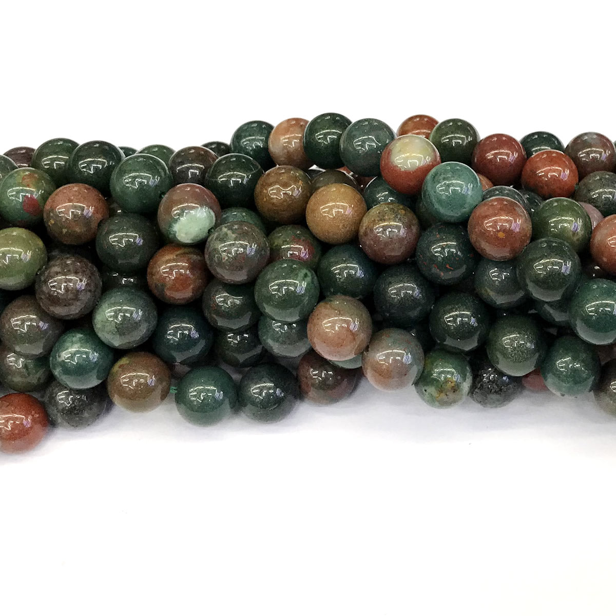 CJP171 Indian Blood Jasper Beads Smooth Round 12mm 15" Strand