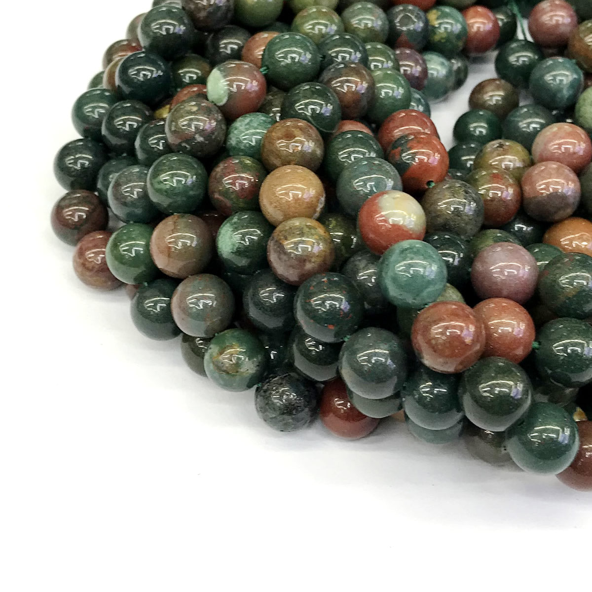 CJP171 Indian Blood Jasper Beads Smooth Round 12mm 15" Strand