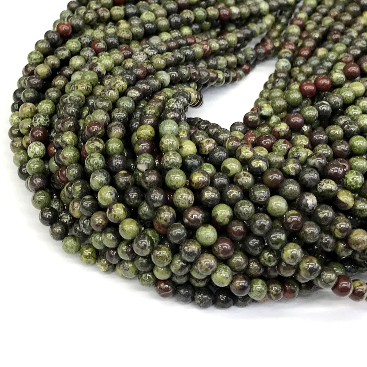 CJP175 Dragon Blood Jasper Beads Smooth Round 4mm 15" Strand