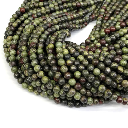 CJP175 Dragon Blood Jasper Beads Smooth Round 4mm 15" Strand