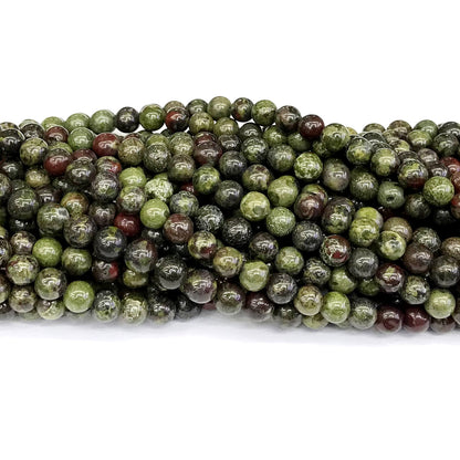 CJP176 Dragon Blood Jasper Beads Smooth Round 6mm 15" Strand