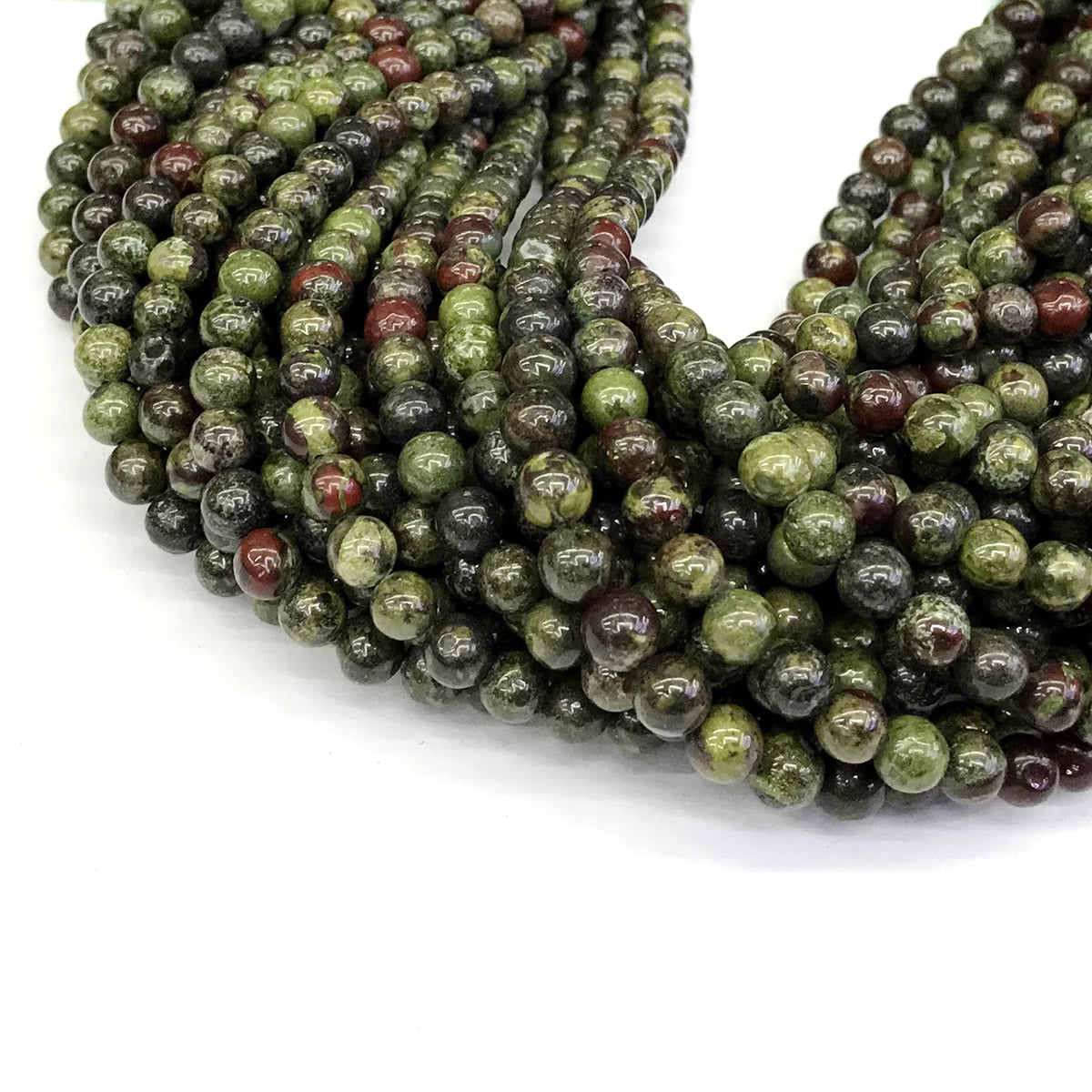 CJP176 Dragon Blood Jasper Beads Smooth Round 6mm 15" Strand