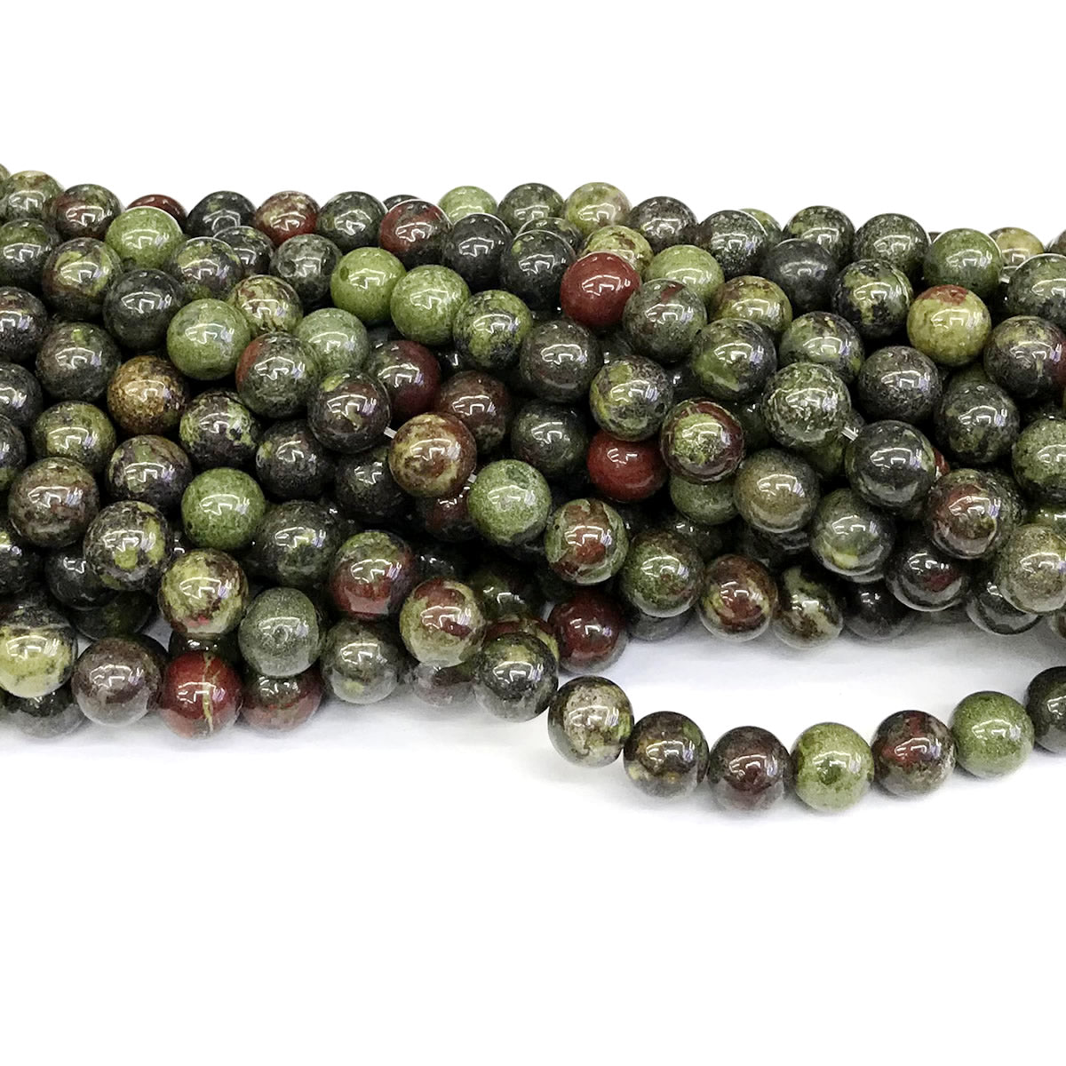 CJP177 Dragon Blood Jasper Beads Smooth Round 8mm 15" Strand