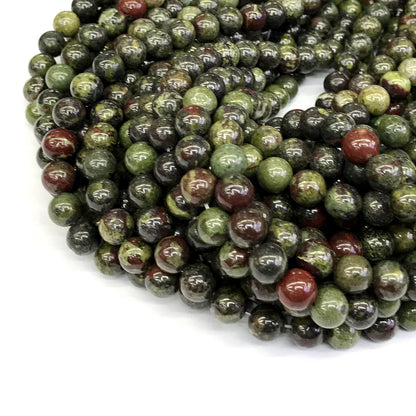 CJP177 Dragon Blood Jasper Beads Smooth Round 8mm 15" Strand