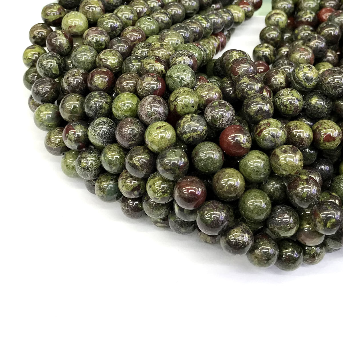 CJP178 Dragon Blood Jasper Beads Smooth Round 10mm 15" Strand