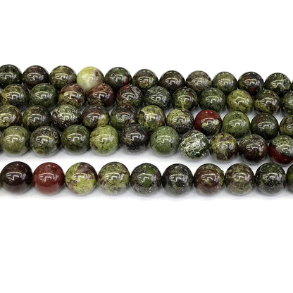 CJP179 Dragon Blood Jasper Beads Smooth Round 12mm 15" Strand