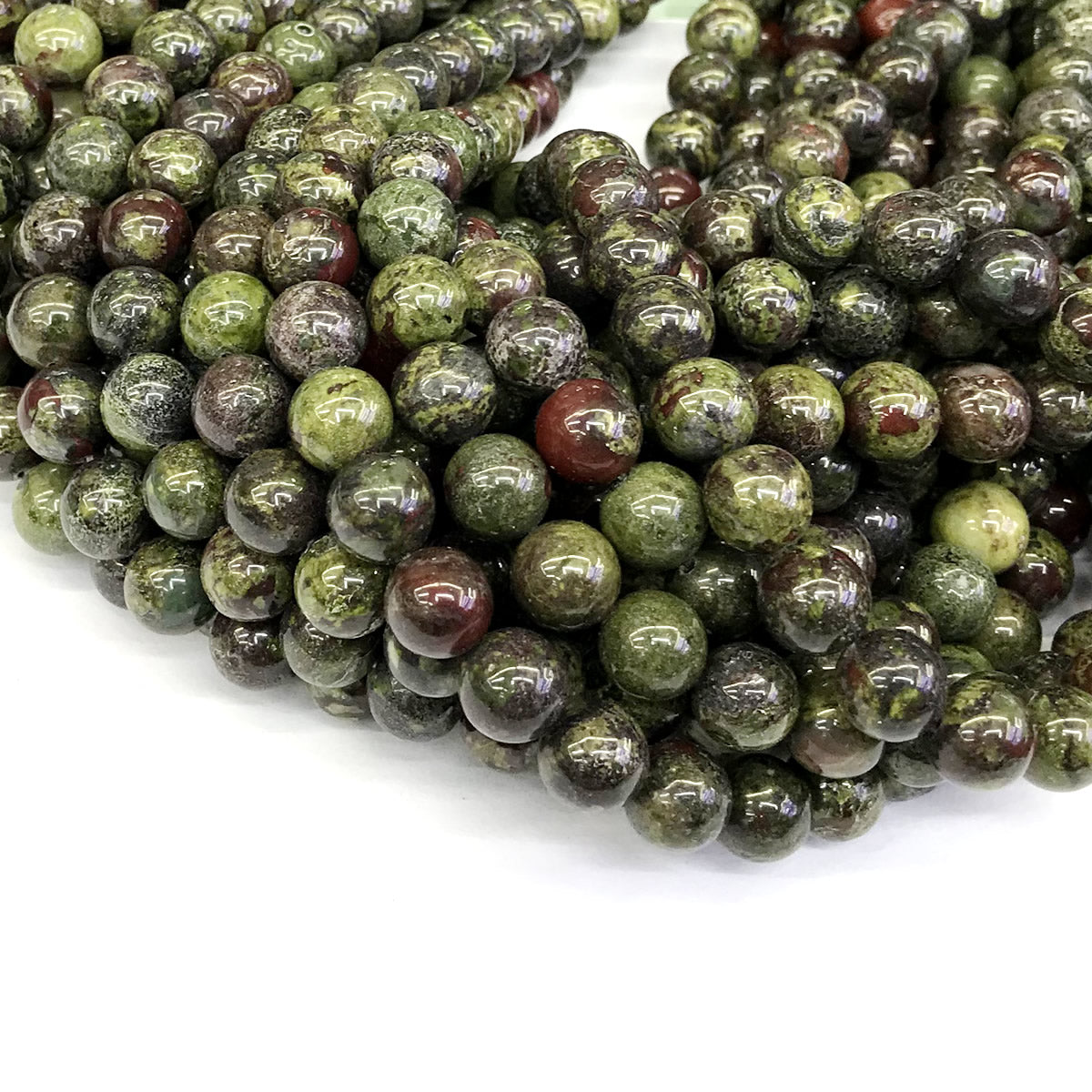 CJP179 Dragon Blood Jasper Beads Smooth Round 12mm 15" Strand