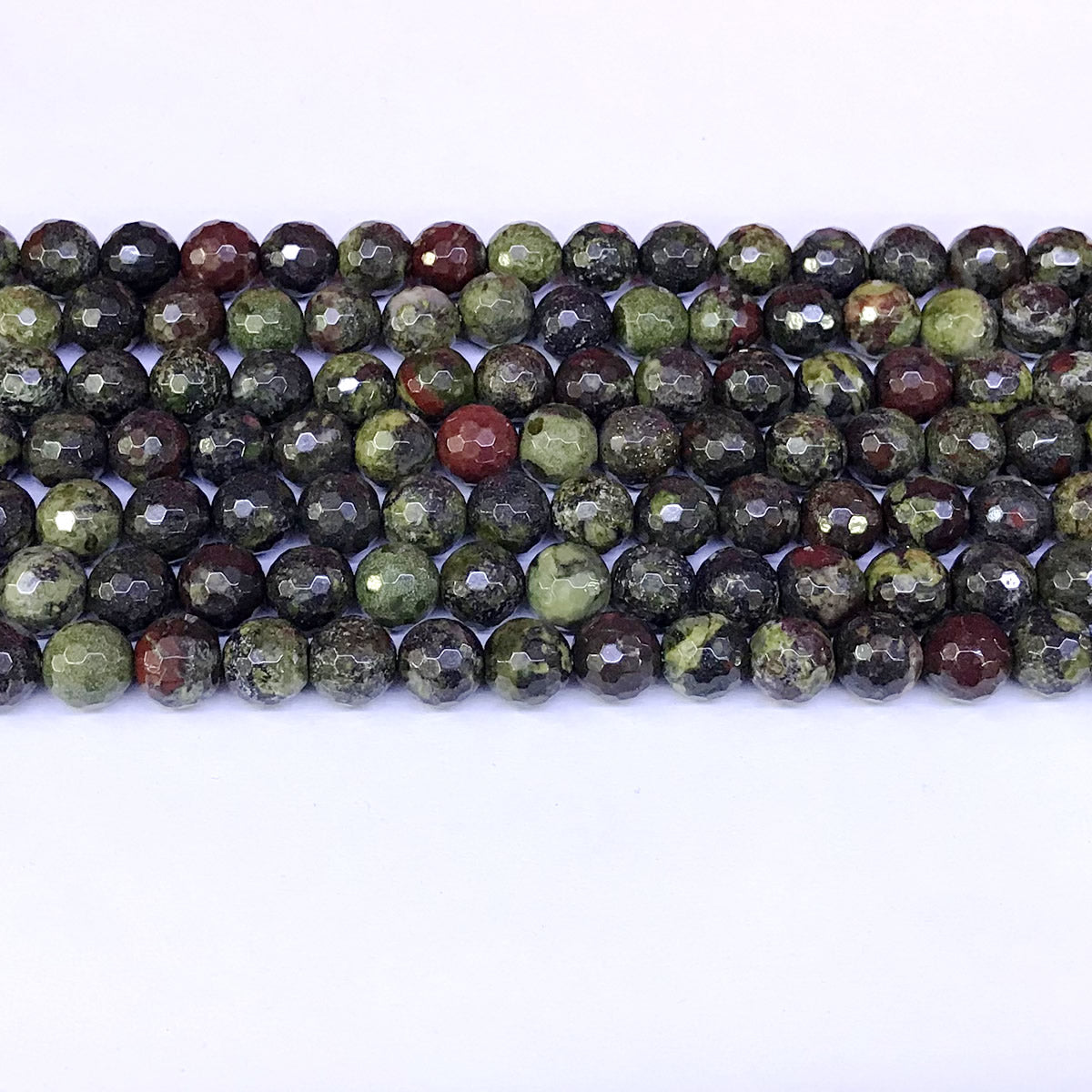 CJP18 Dragon Blood Jasper Beads Faceted Round 8mm 15" Strand