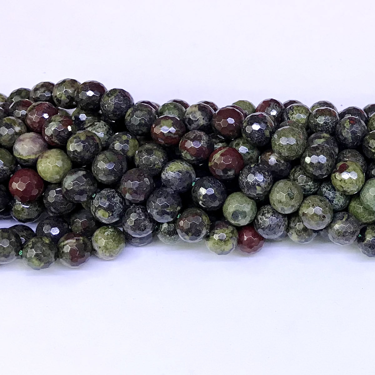 CJP18 Dragon Blood Jasper Beads Faceted Round 8mm 15" Strand